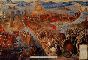 De verovering van Tenochtitlan, uit de serie 